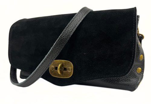 BORSA "POSTINA" IN VERA PELLE NERO