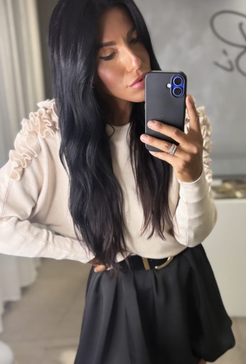 MAGLIA CON ROUCHES IN VISCOSA CON SCOLLO BARCHETTA