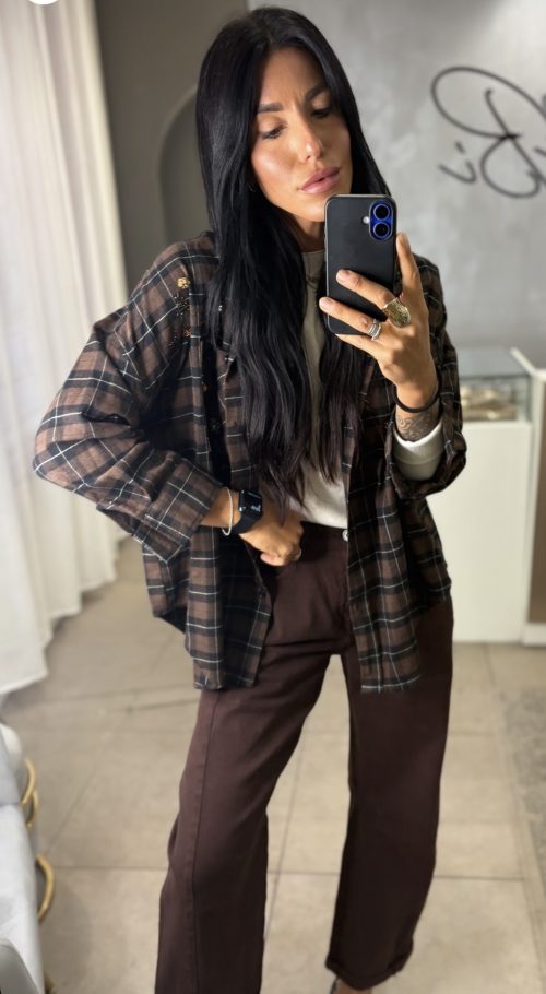 CAMICIA OVER IN COTONE CON APPLICAZIONI