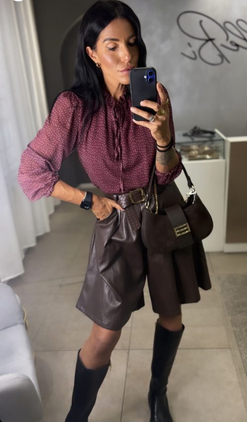 BERMUDA TAGLIO SARTORIALE IN ECOPELLE