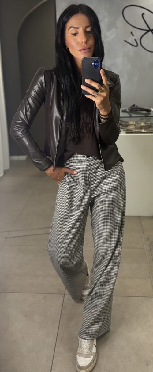 PANTALONE PALAZZO IN PIED DE POULE